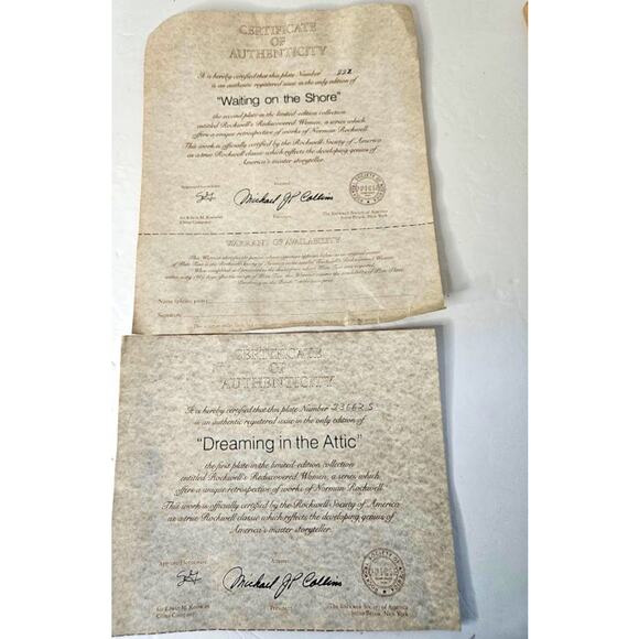 LOVE VTG plates Rockwell "Dreaming in the Attic" "Waiting by the Shore" Knowles - Picture 6 of 7